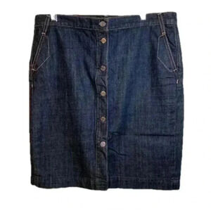 Vintage J. Crew Dark Wash Button‎ Down Denim pencil Skirt